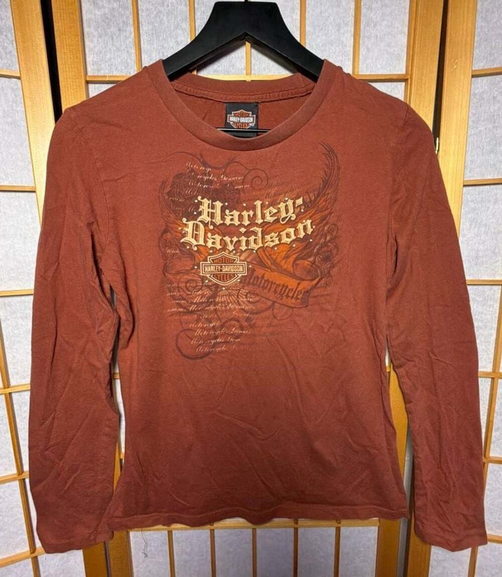 Harley-Davidson Long Sleeve T-Shirt Size S St. Paul Rust Brown